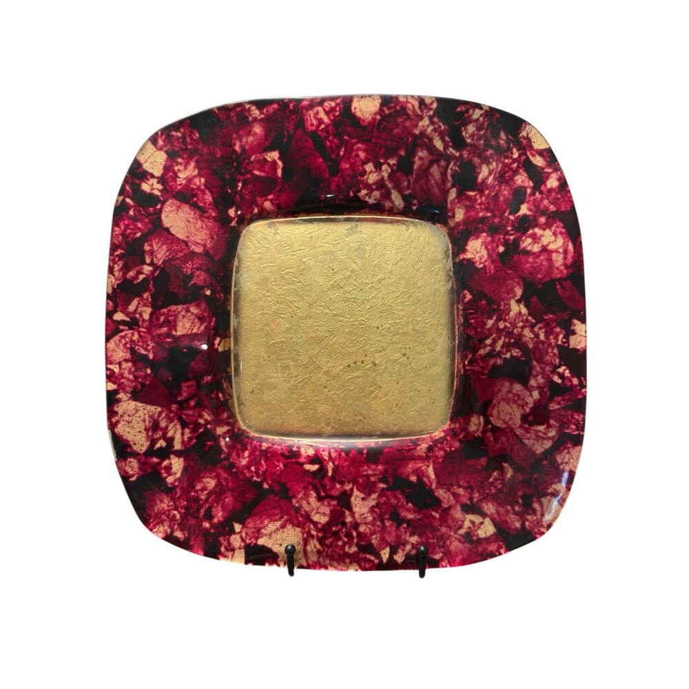 Chris Madden Italy Home Collection JCP Platter Gold Red Marbled Pattern 2004‎